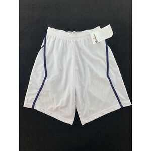 Powers MFG White Basketball Shorts Navy Overlay Men's Size M Athletic Gym